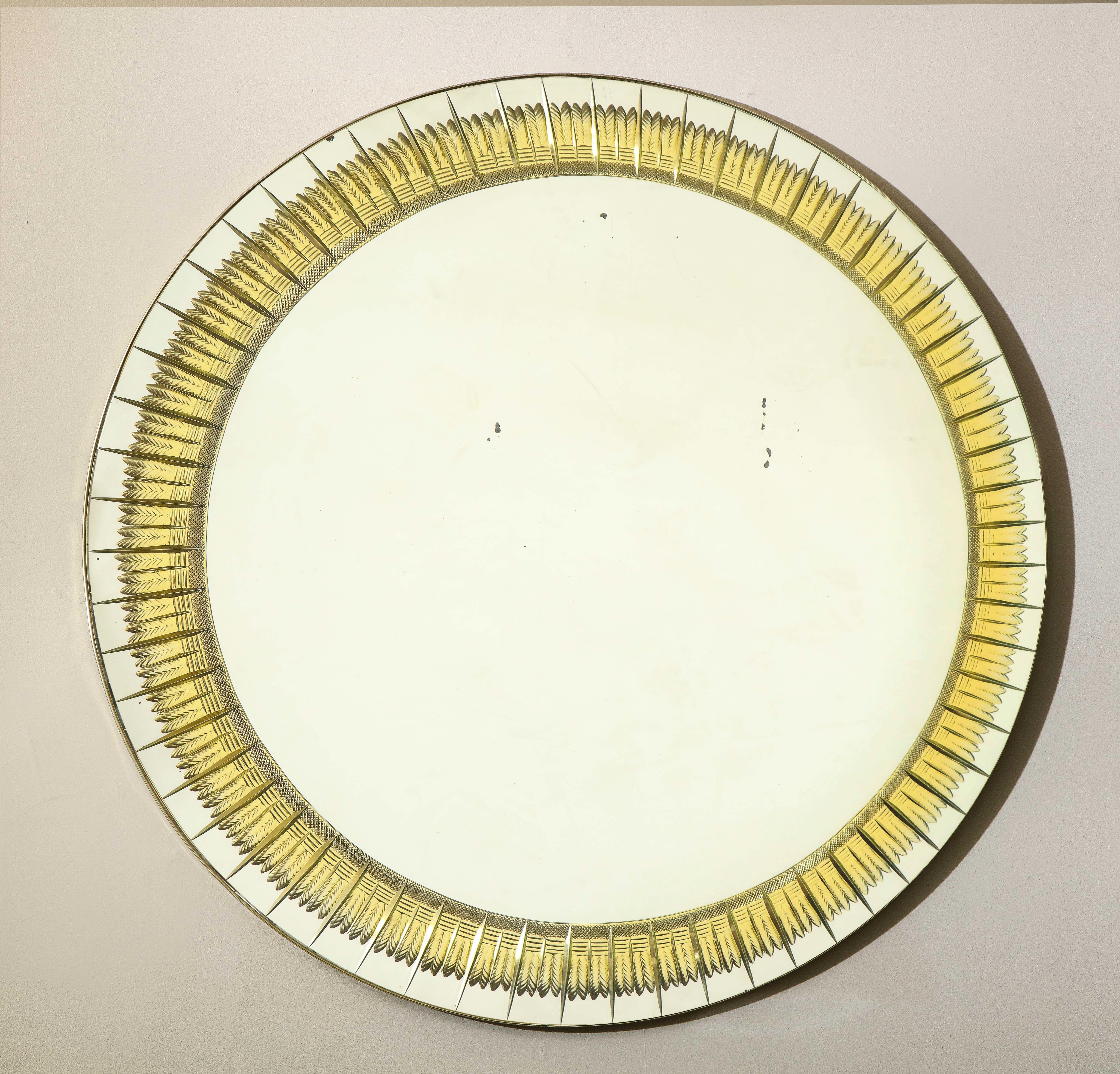 Italienischer 1960er Cristal Arte-Spiegel (Messing) im Angebot