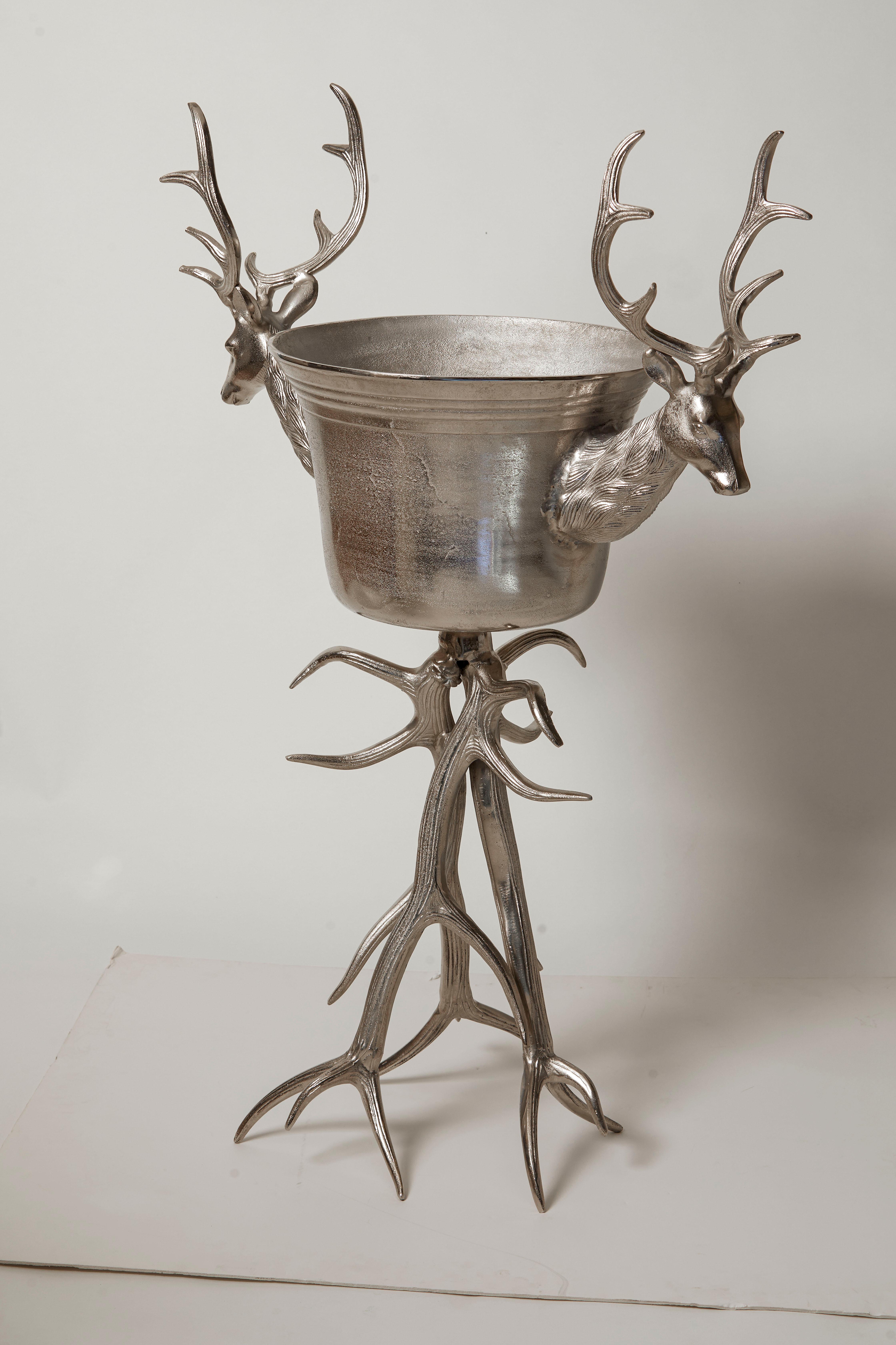 European Italian 1960's Decorative Elk Antler Champagne Bucket