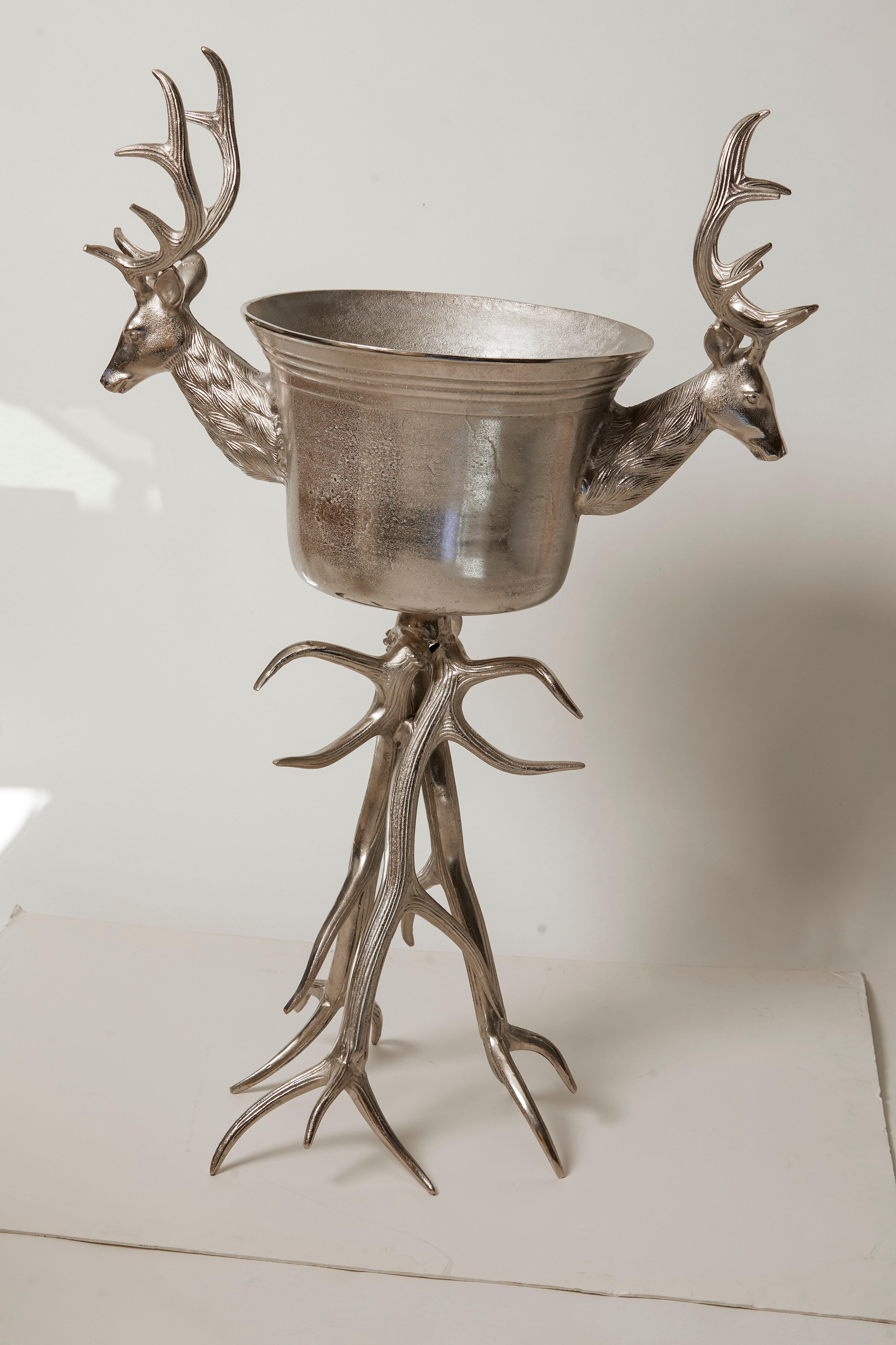 Italian 1960's Decorative Elk Antler Champagne Bucket In Good Condition In Aspen, CO