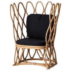 Italian 1960s Design Style Rattan and Wicker Armchair