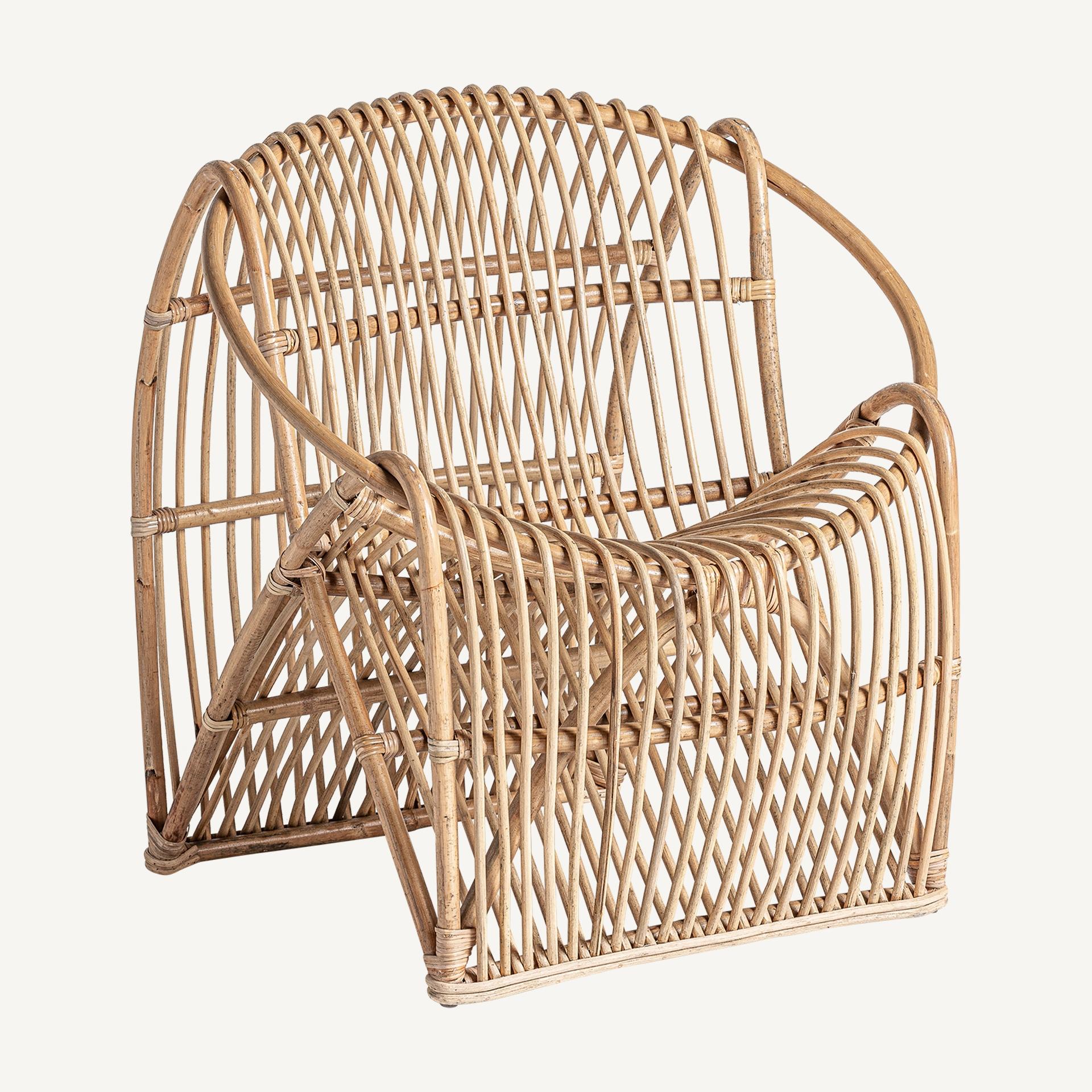 Contemporary Italian 1960s Design Style Rattan Armchair For Sale