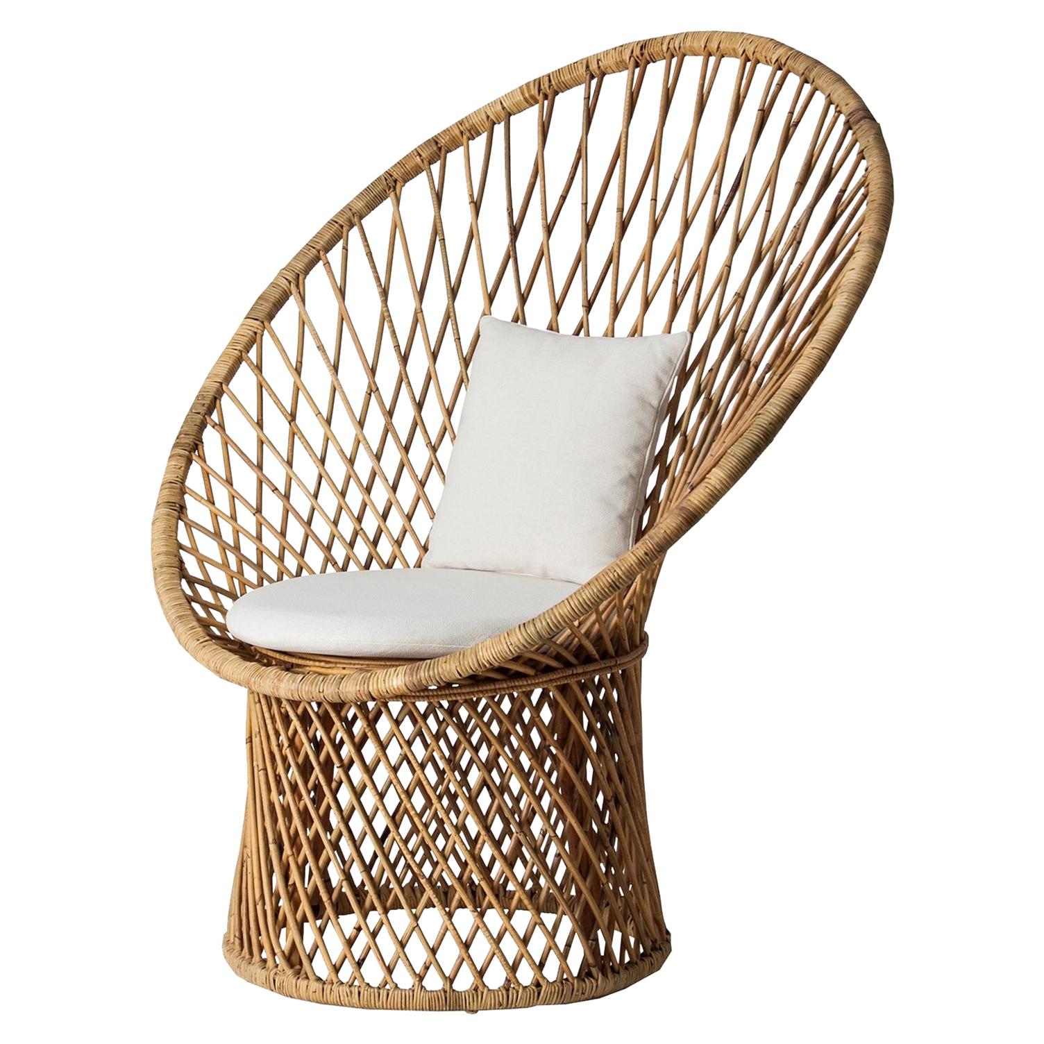 Italian and Midcentury Design Style Rattan and Wicker Armchair For Sale at 1stDibs