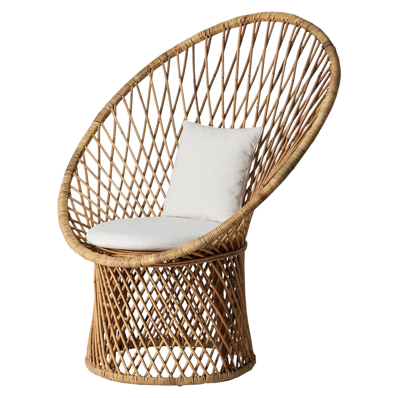 Italian 1960s Design Style Rattan Armchair