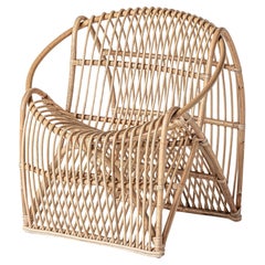 Italian 1960s Design Style Rattan Armchair