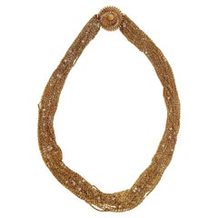 Italian 1960s Elegant Multi Chain Beautiful Design Clasp Vermeil Necklace