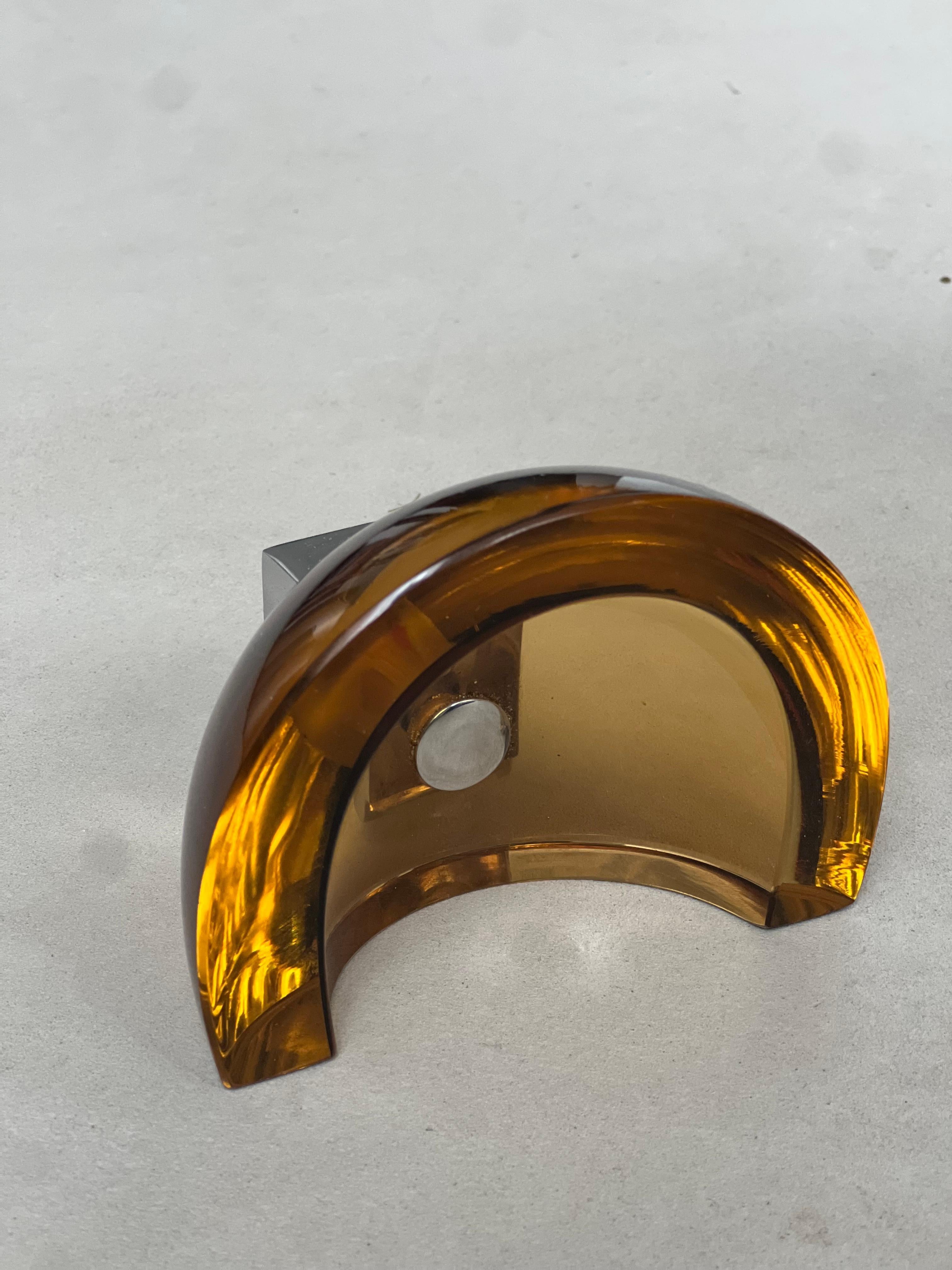 Italian 1960's Flavio Poli for Seguso Applique, amber glass and chromed steel For Sale 6