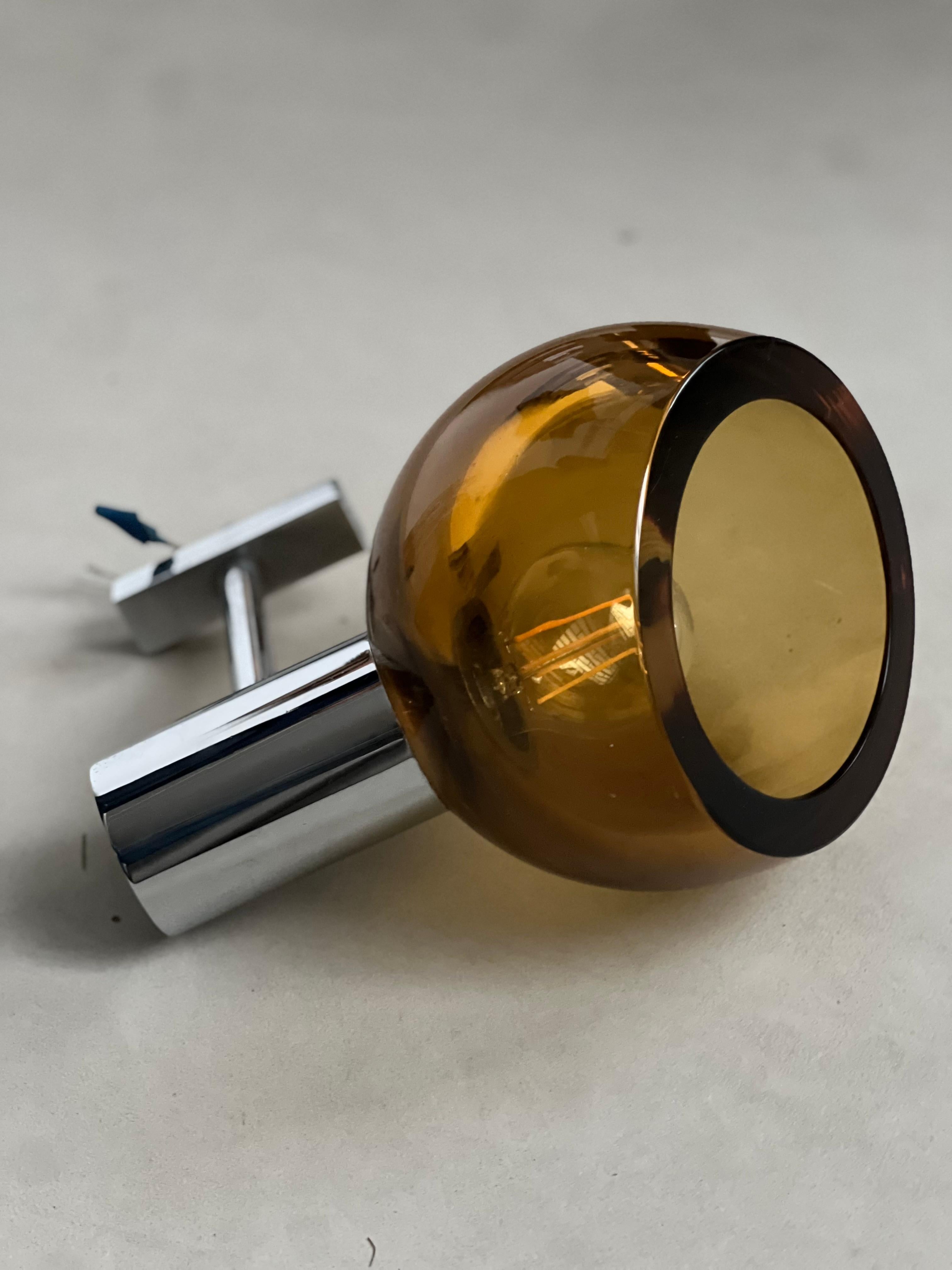 Italian 1960's Flavio Poli for Seguso Applique, amber glass and chromed steel For Sale 9