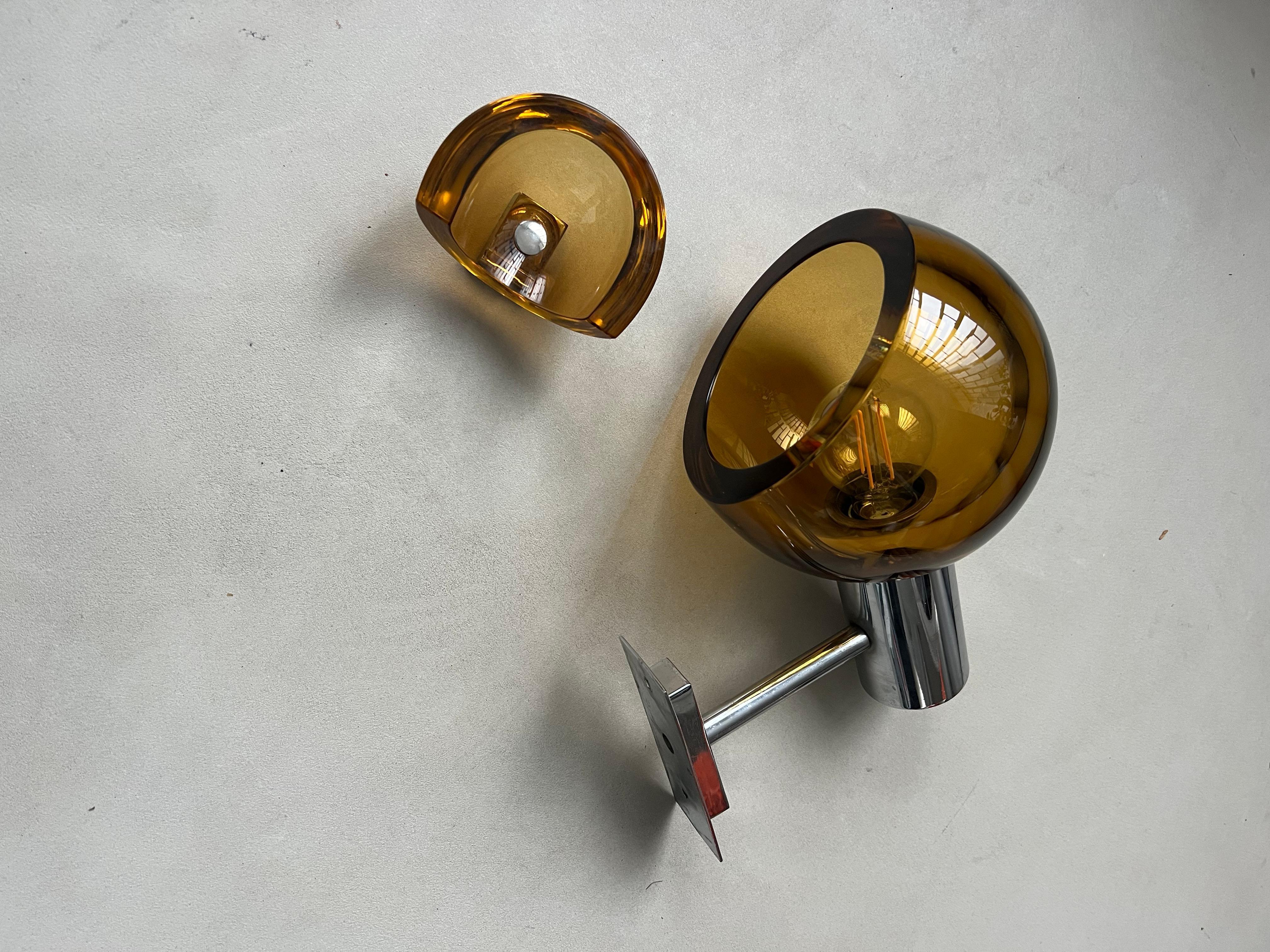 Modern Italian 1960's Flavio Poli for Seguso Applique, amber glass and chromed steel For Sale