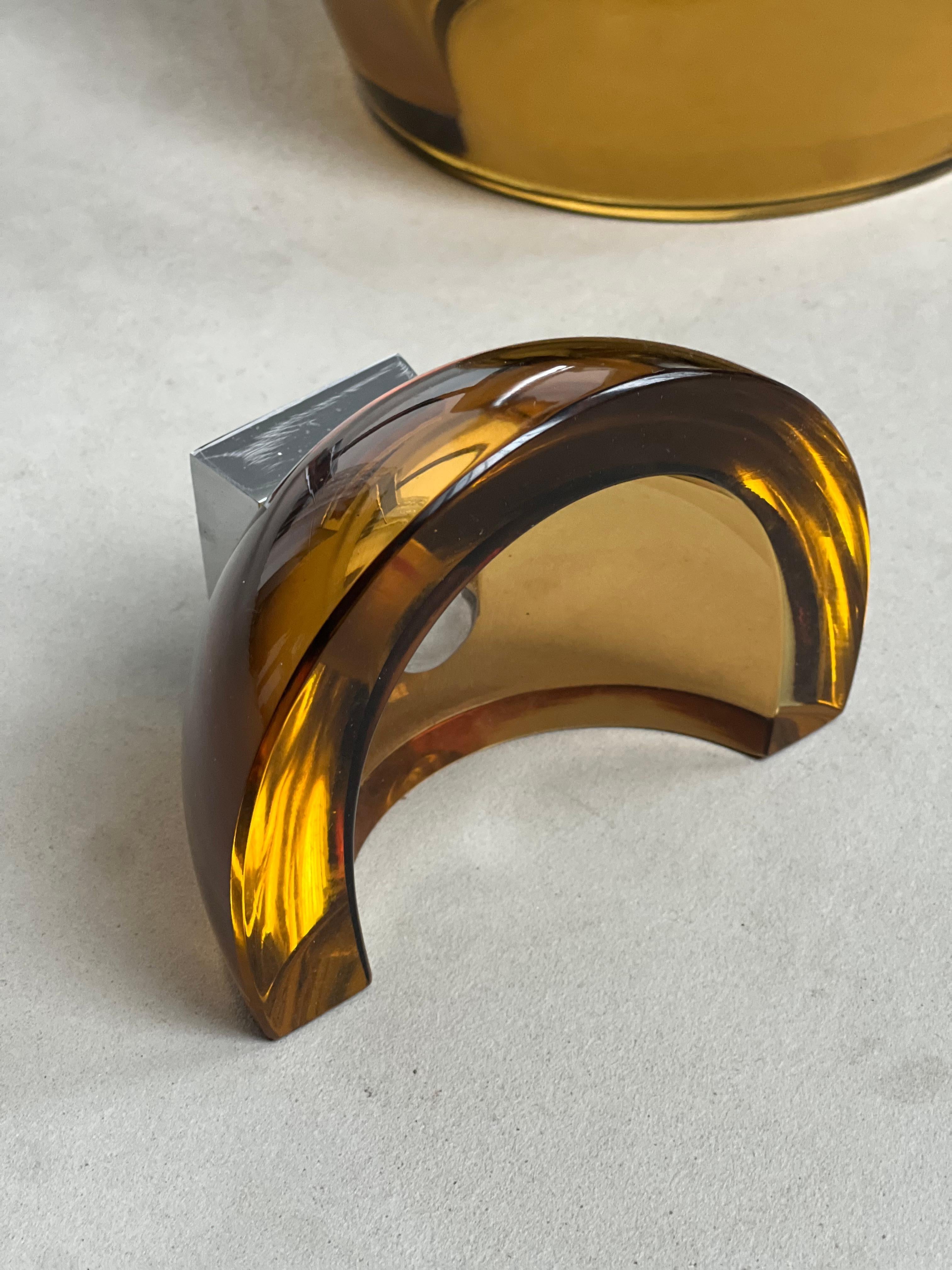 Italian 1960's Flavio Poli for Seguso Applique, amber glass and chromed steel For Sale 2