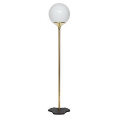 Italian 1960s Floor Lamp with Opaque Glass Globe Fixture
