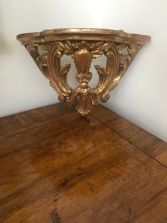 Italian 1960s Gilded Wood Bracket Shelf