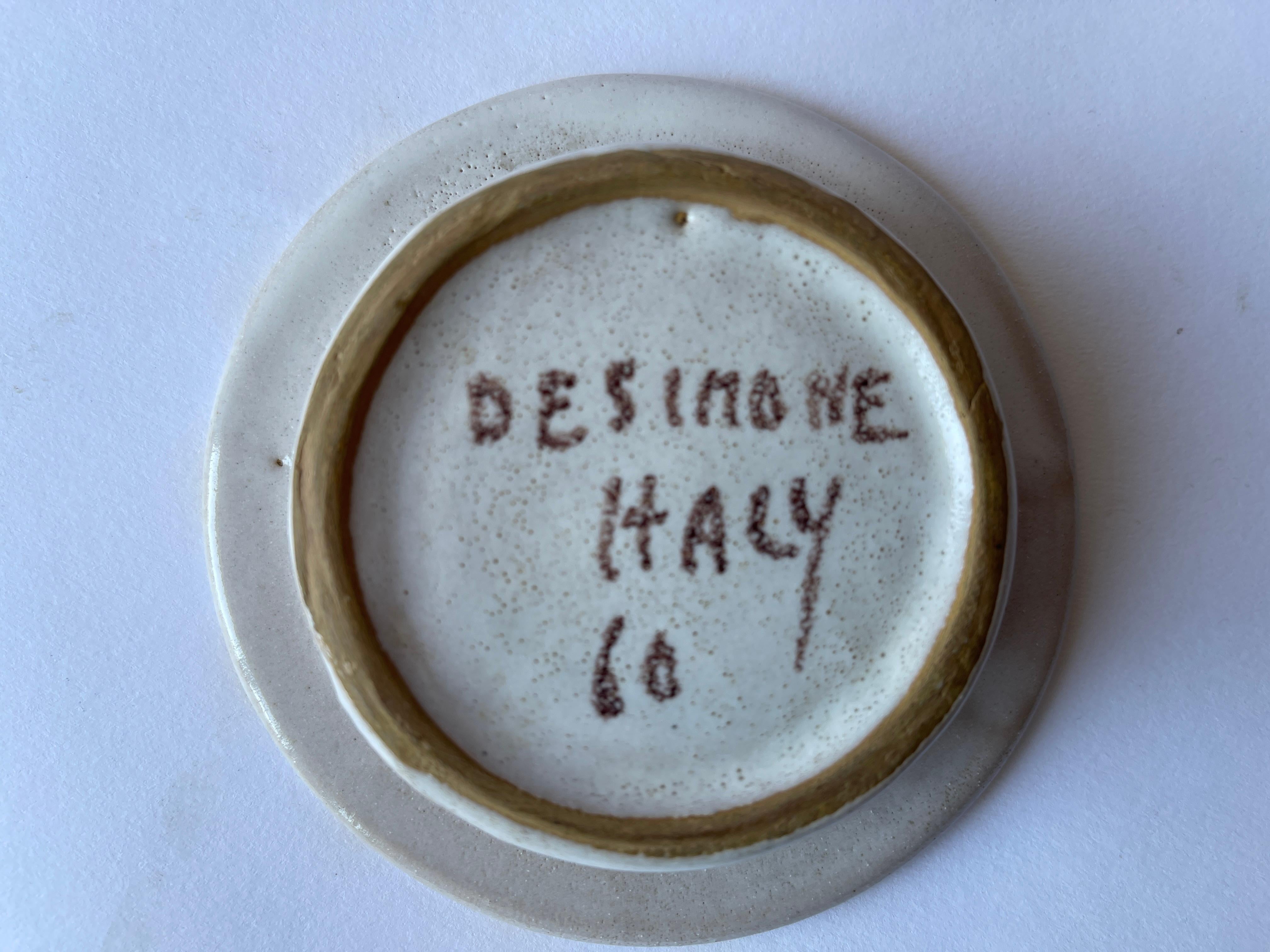 Italian 1960's Giovanni DeSimone Decorative Pottery Dish For Sale 1