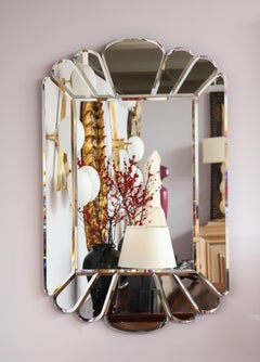 Italian 1960s Glass Petal Shaped Mirror