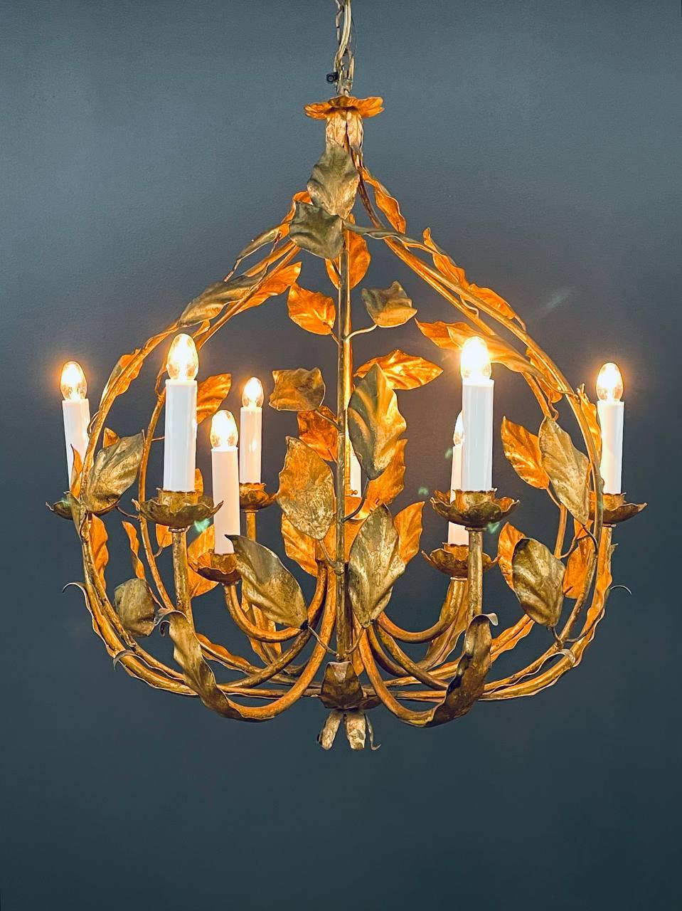 Condition: Original Vintage Condition

Materials: Gold Leaf Metal, Original Wiring
Style: Farmhouse