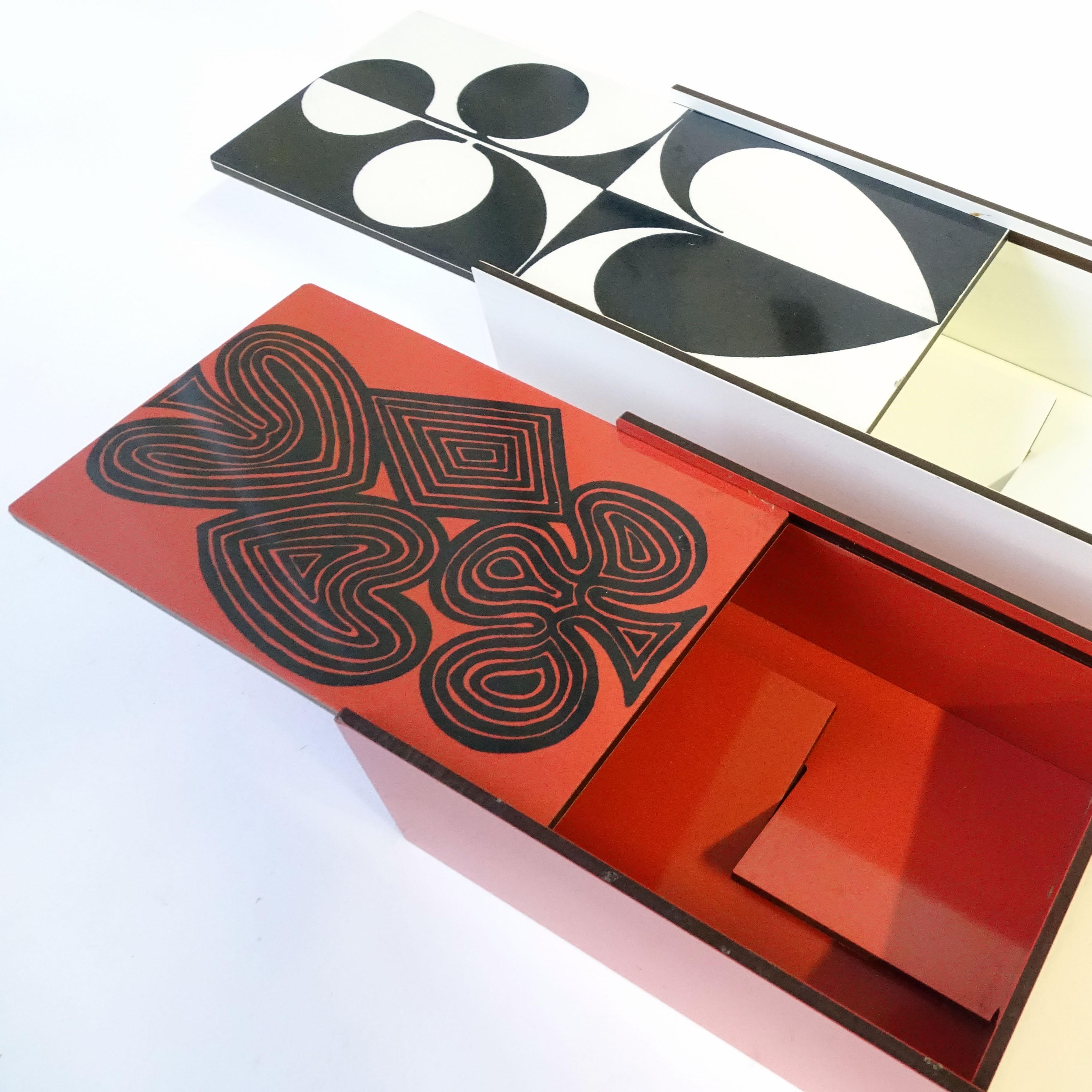 Cajas de naipes gráficas italianas de los años 60 para Formica mediados del siglo XX en venta