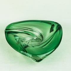 Italian 1960s Green XL Murano Glass Fruit Bowl