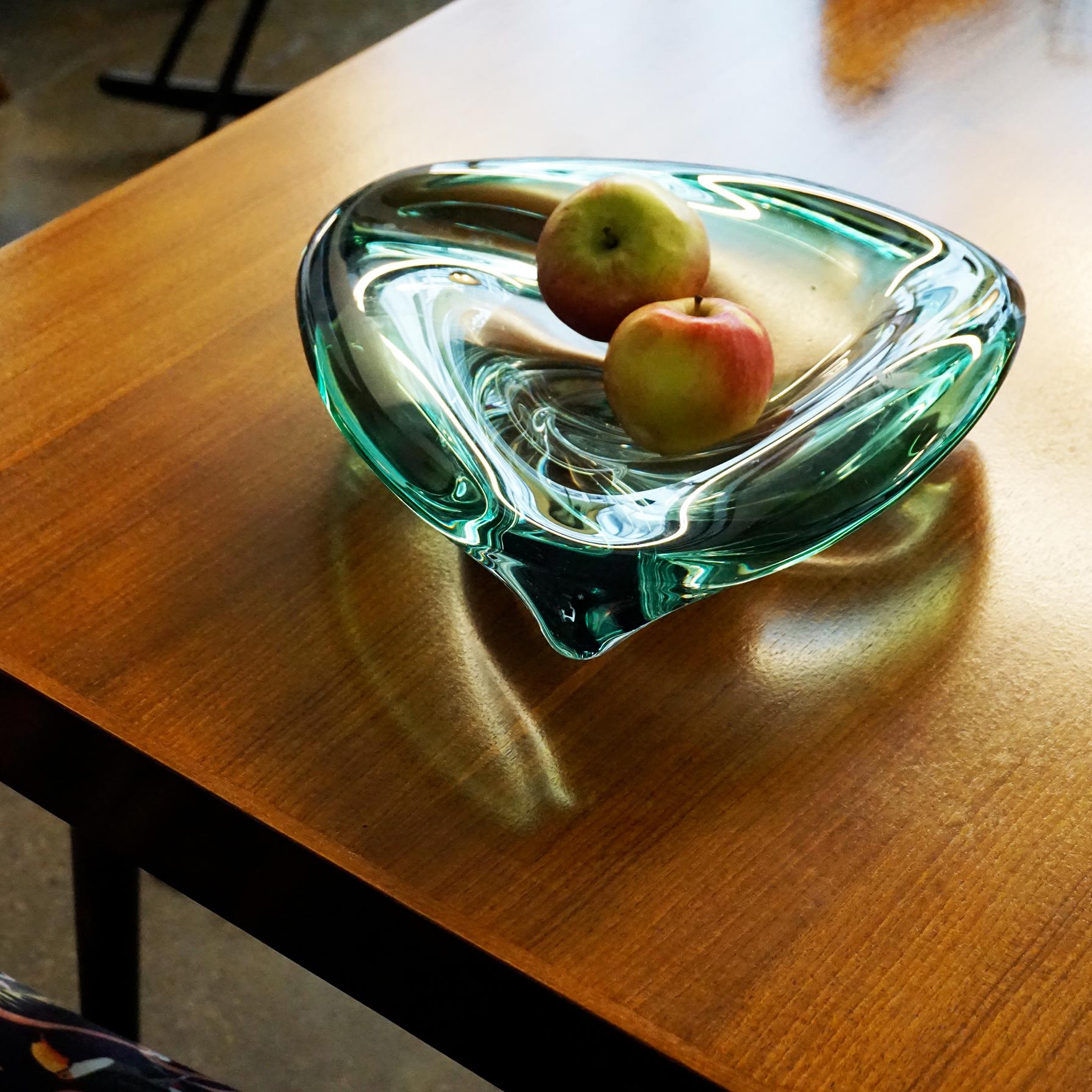 Italian 1960s Green XL Murano Glass Fruit Bowl 2