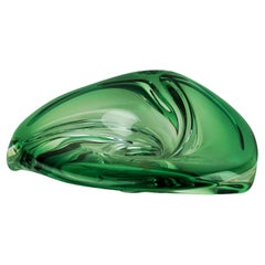 Italian 1960s Green XL Murano Glass Fruit Bowl