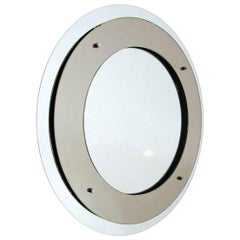 Italian 1960s Grey and Silver Double Circle Mirror by Fontana Arte