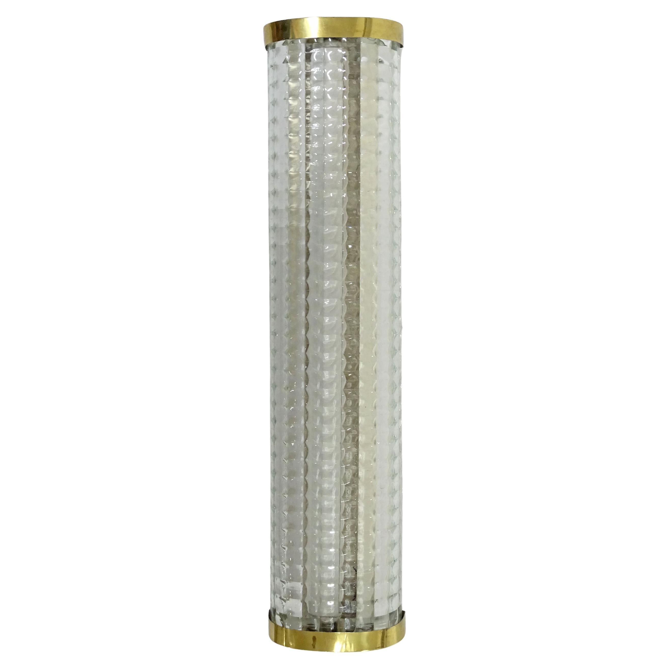 Italian 1960s Murano Glass and Brass Neon Wall Lamp