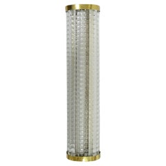 Italian 1960s Murano Glass and Brass Neon Wall Lamp