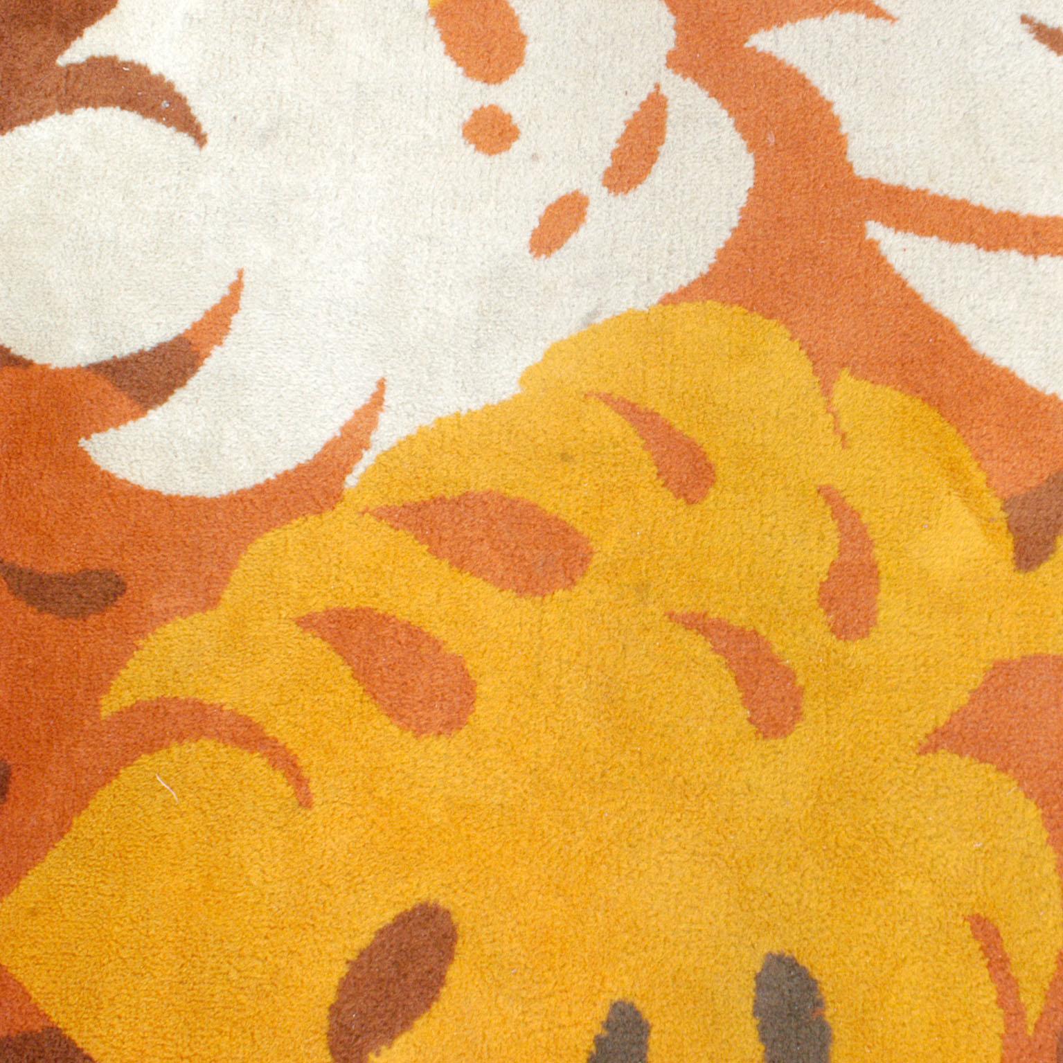 Italian 1960s Orange Floral Lounge Carpet (Moderne der Mitte des Jahrhunderts)