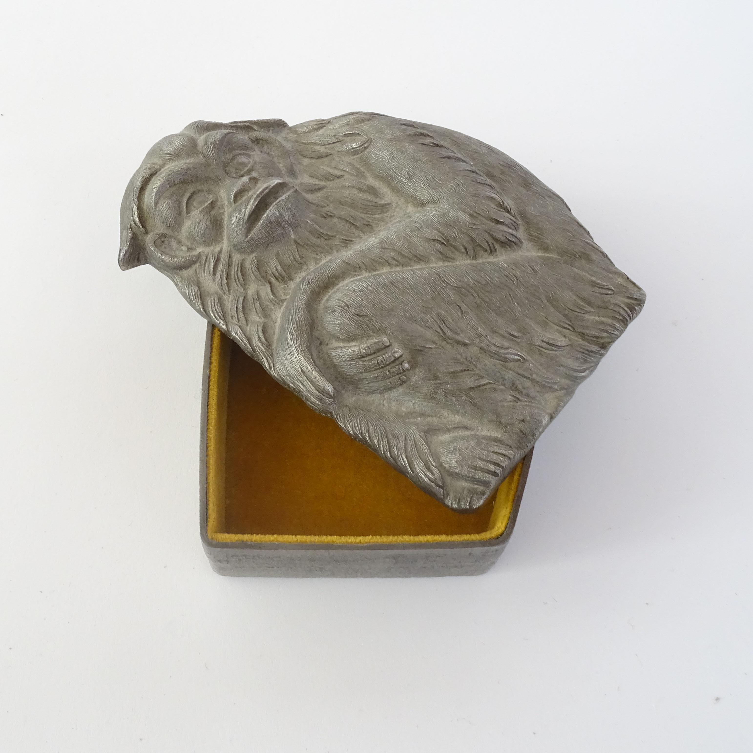 Mid-Century Modern Italian 1960s pewter monkey shaped box For Sale