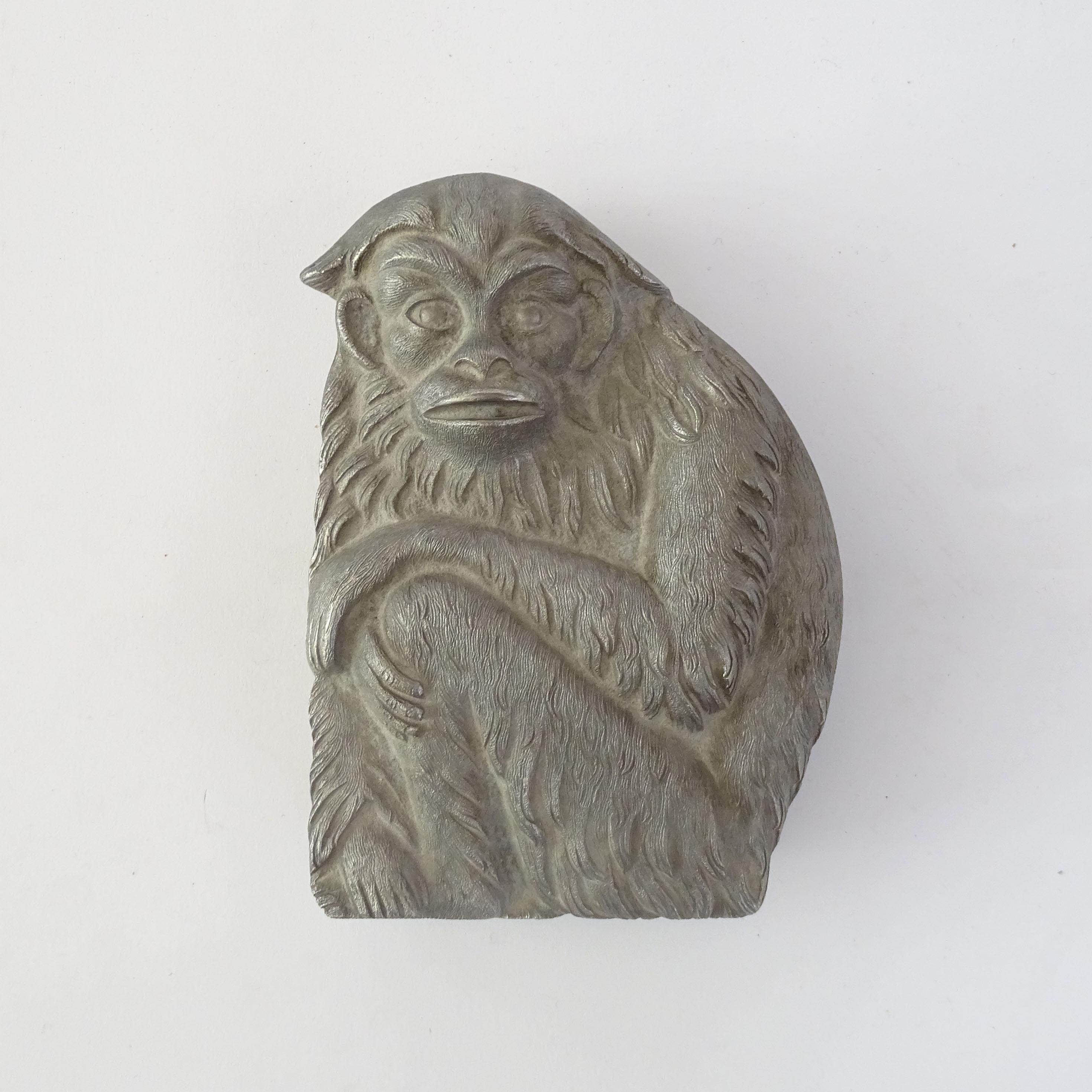 Mid-20th Century Italian 1960s pewter monkey shaped box For Sale
