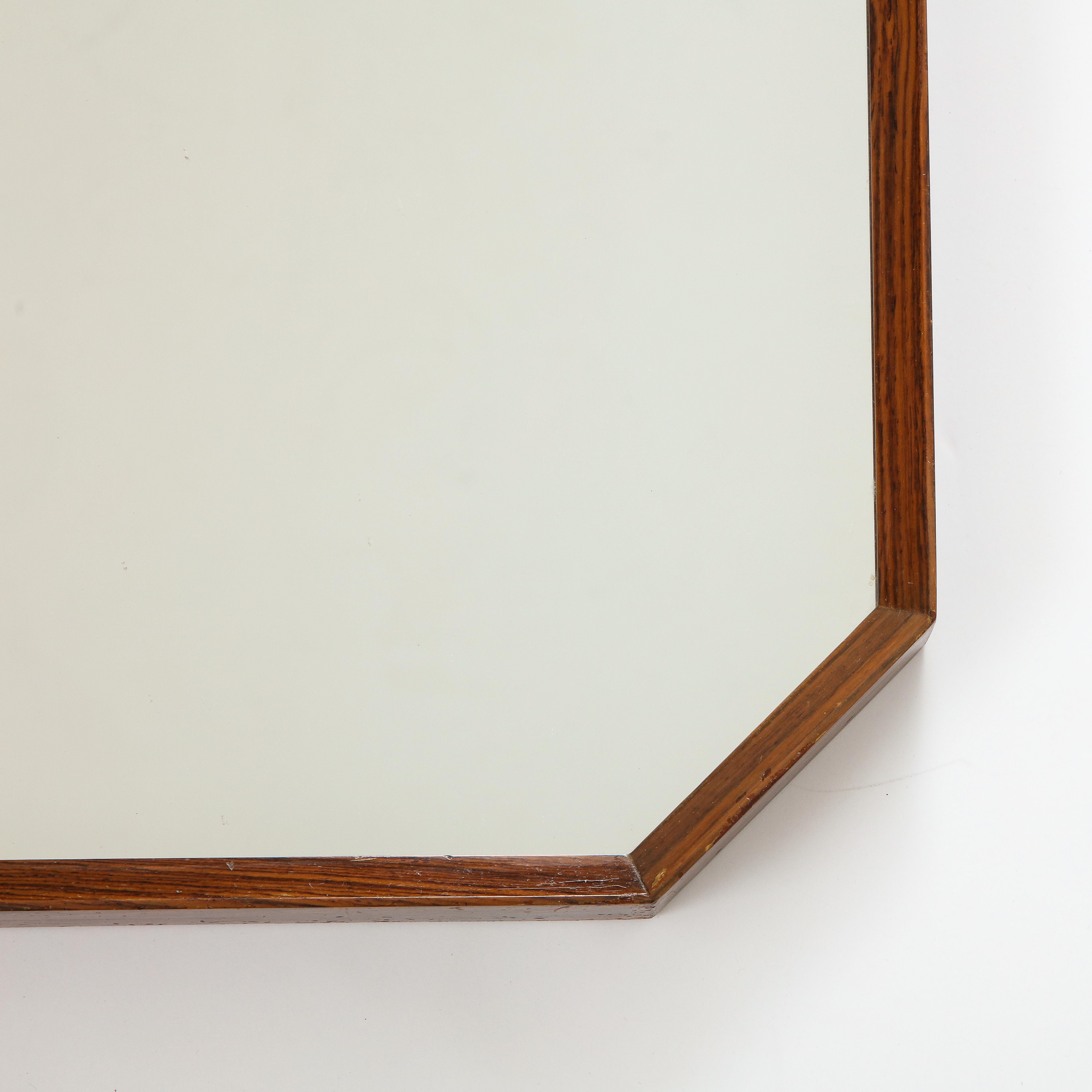 Mid-Century Modern Italian 1960's Rosewood Octagonal Wall Mirror For Sale