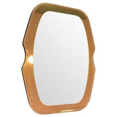 Italian 1960s Shaped Cristal Arte Mirror with Rose Mirrored Surround Frame