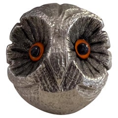 Italian 1960s Silver Owl Paperweight