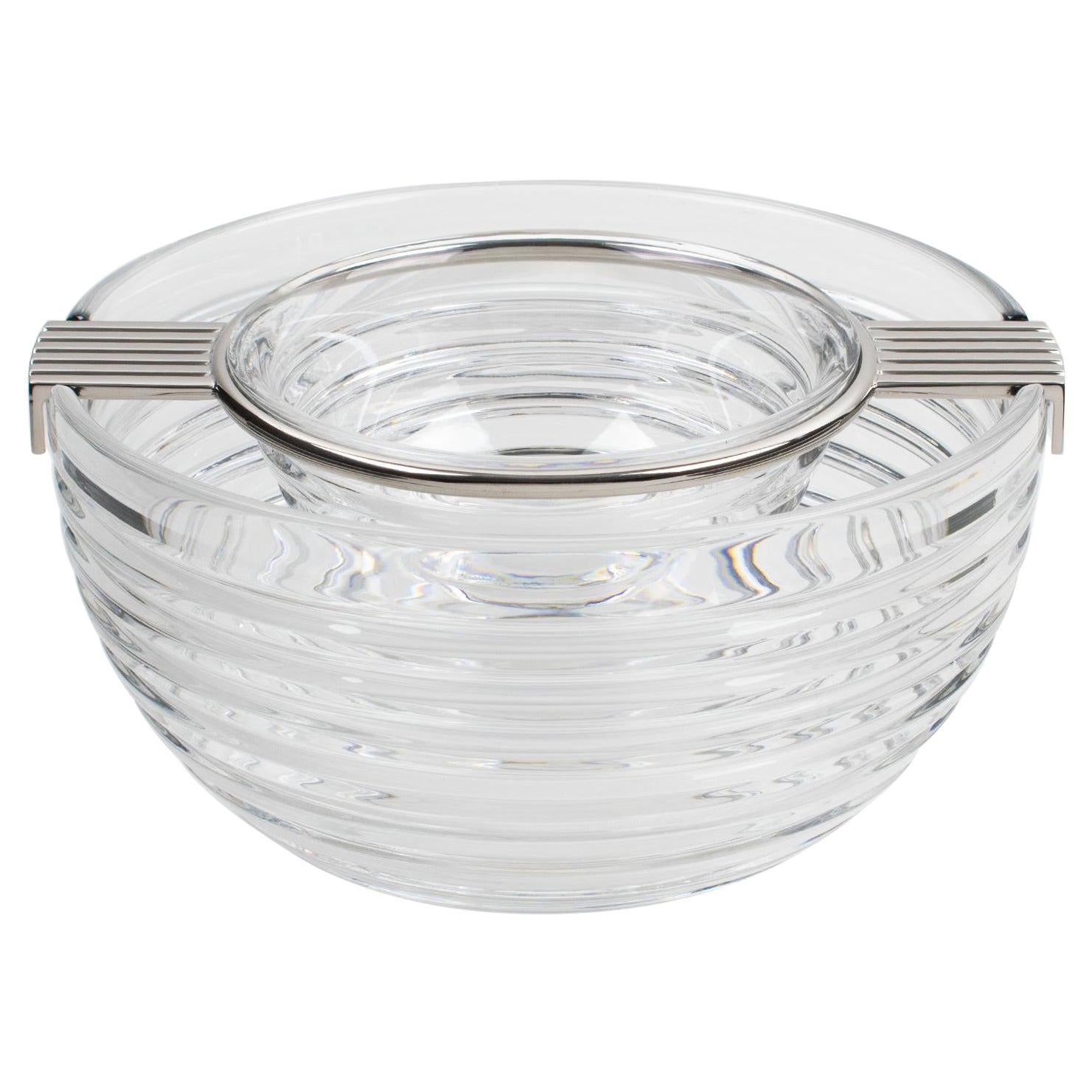 Italienische 1960er Jahre Silber und Crystal Caviar Schale Dish von Riedel Mesa Italien