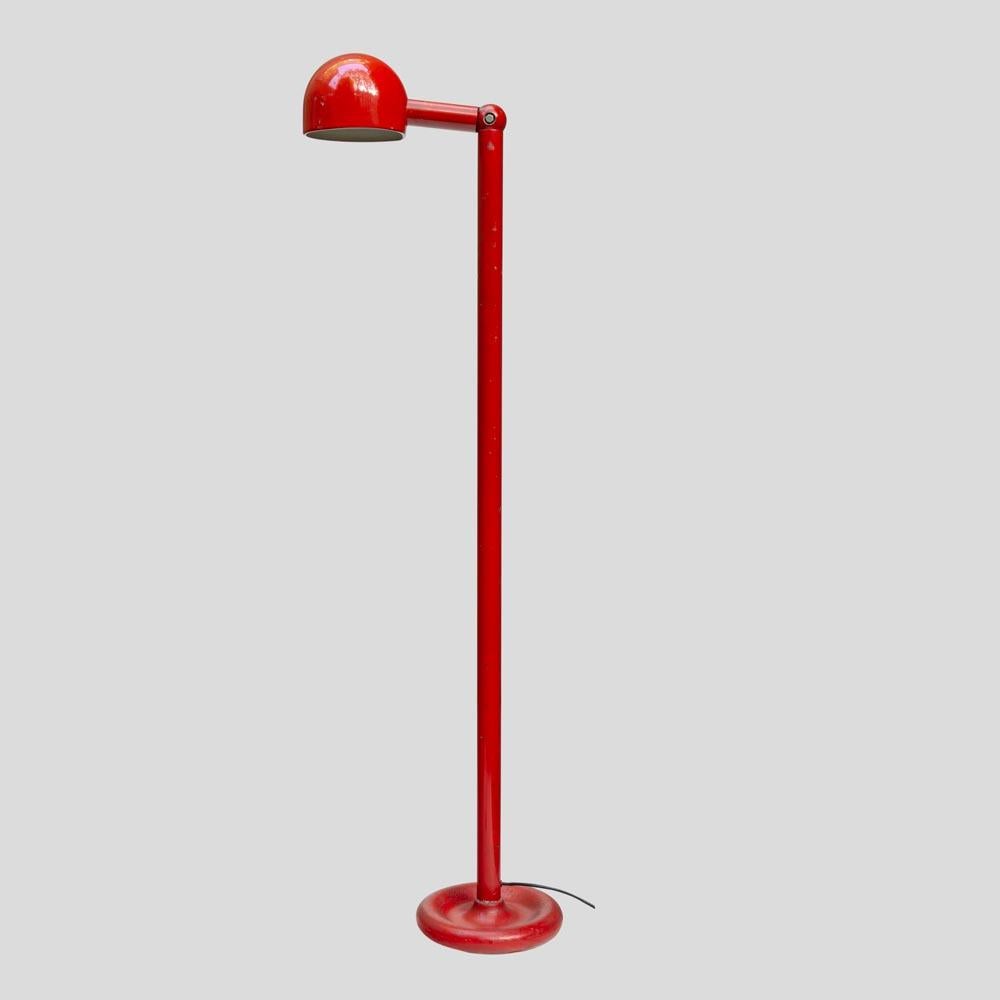 Italian 1960s Stilnovo design Red lacquered Metal floor lamp 4