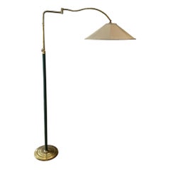 Italian 1960s Swing Arm Floor Lamp with Red Leather