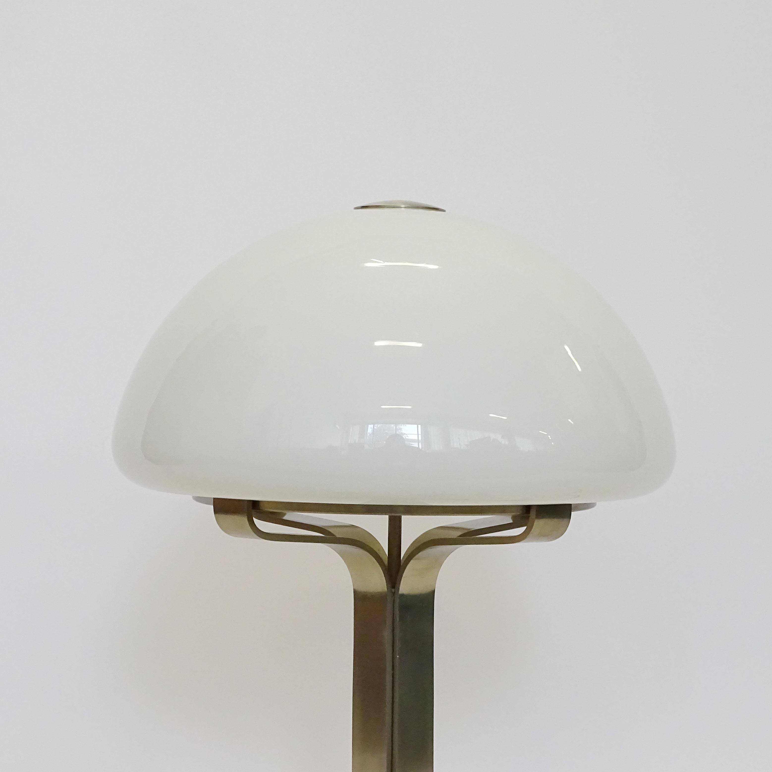 Italian 1960s table lamp in white glass and nickel.