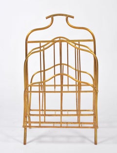 Italian 1960s Tall Brass Magazine Rack