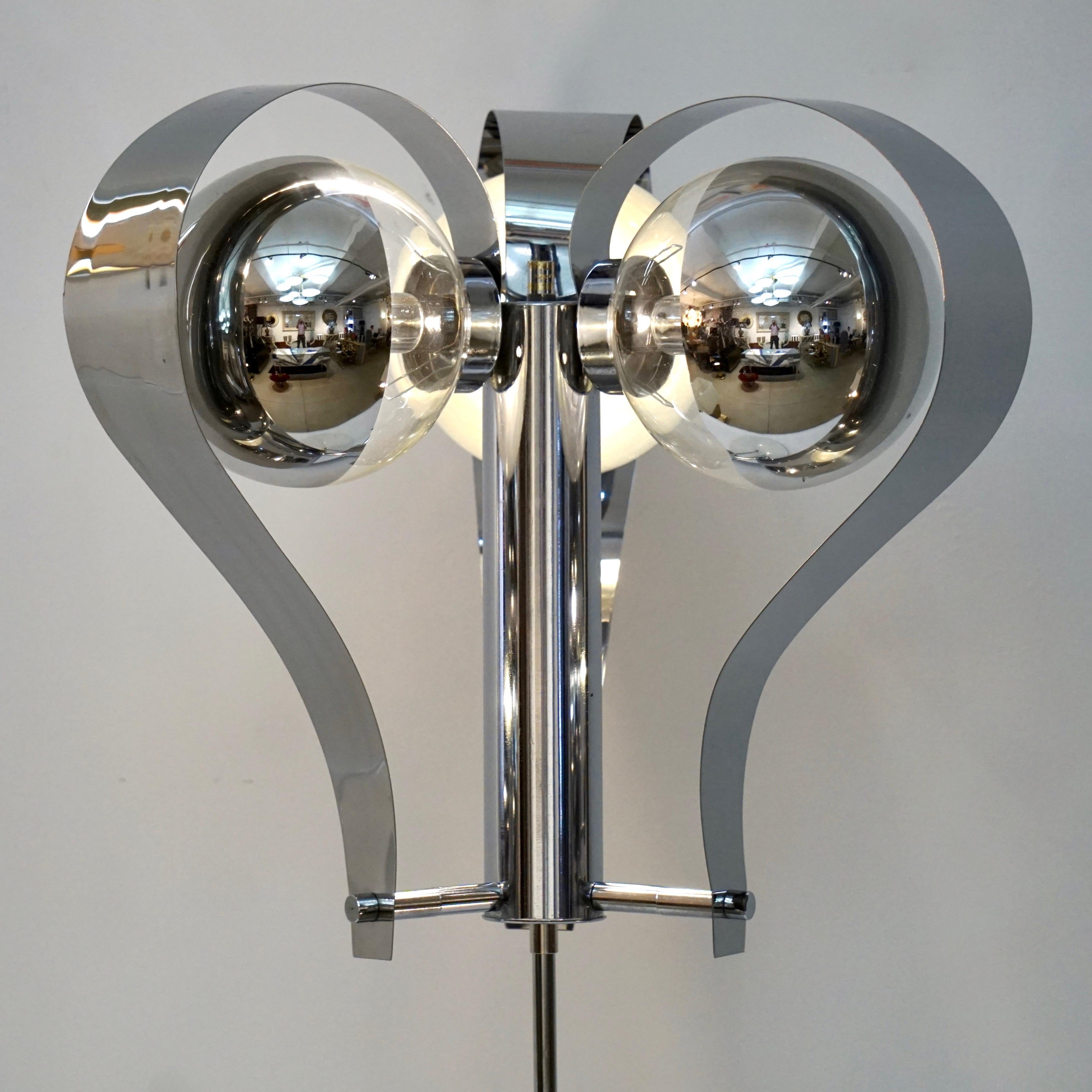Hand-Crafted Italian Tall Vintage Chrome and White Marble Table Lamp, 1960s