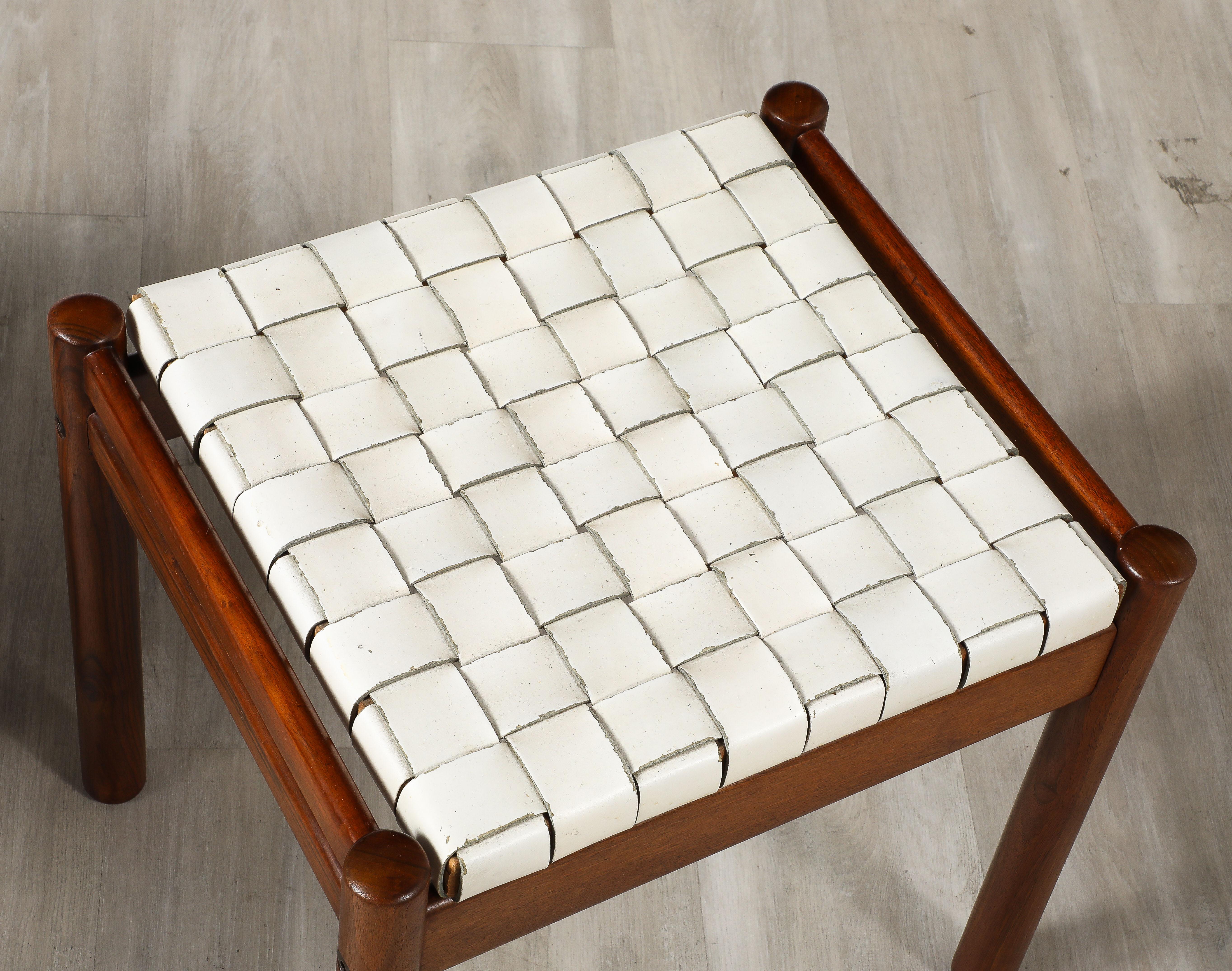 Tabourets italiens des années 1960 avec sièges en cuir tissé en vente 11