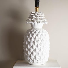Italian 1960s White Ceramic Table Lamp Depicting the Exotic Pineapple Fruit