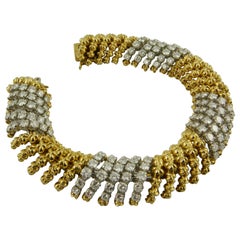 Italian 1960s Yellow Gold Platinum and Diamonds Bracelet