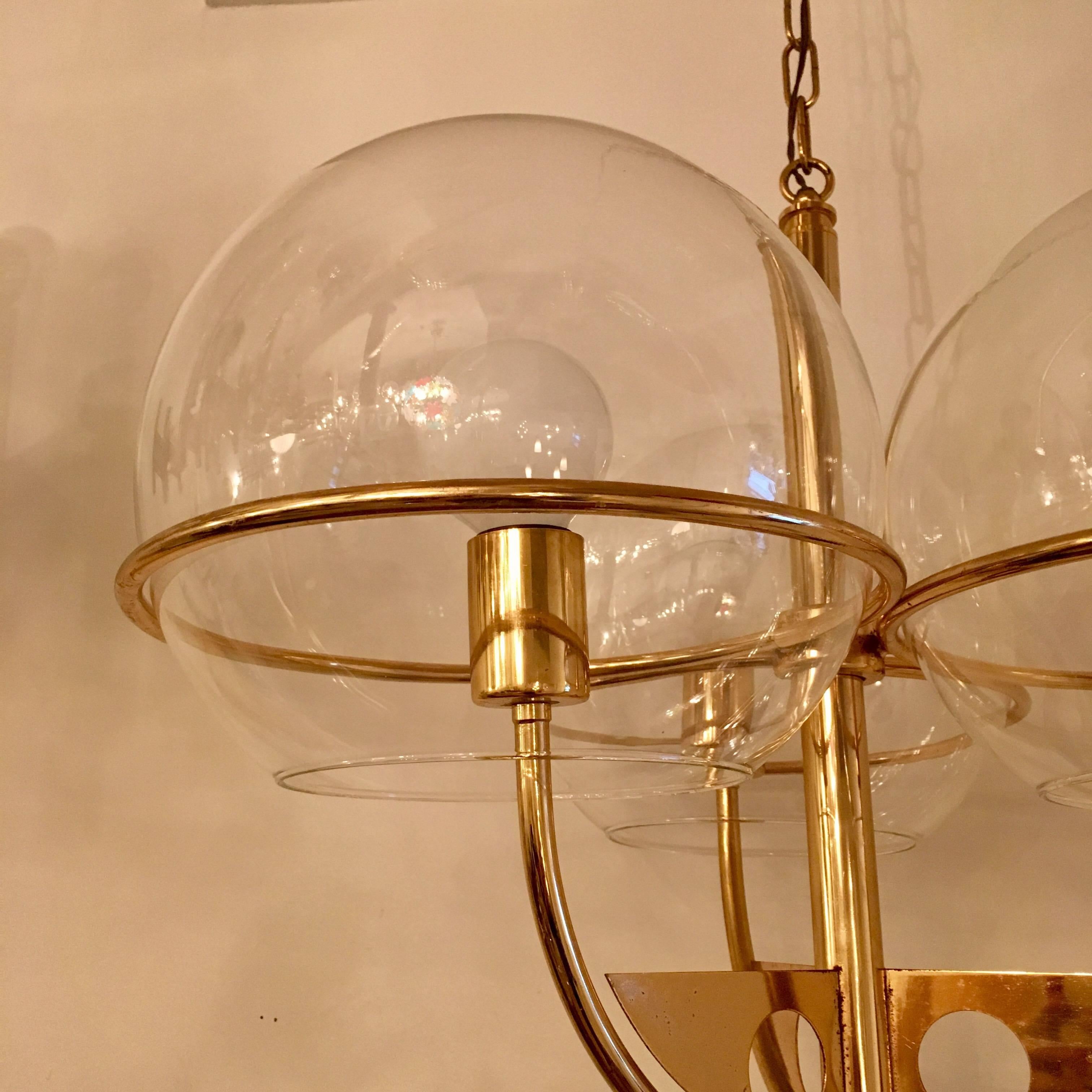 Italian 1970 High Style Brass Pendant In Excellent Condition For Sale In New York, NY