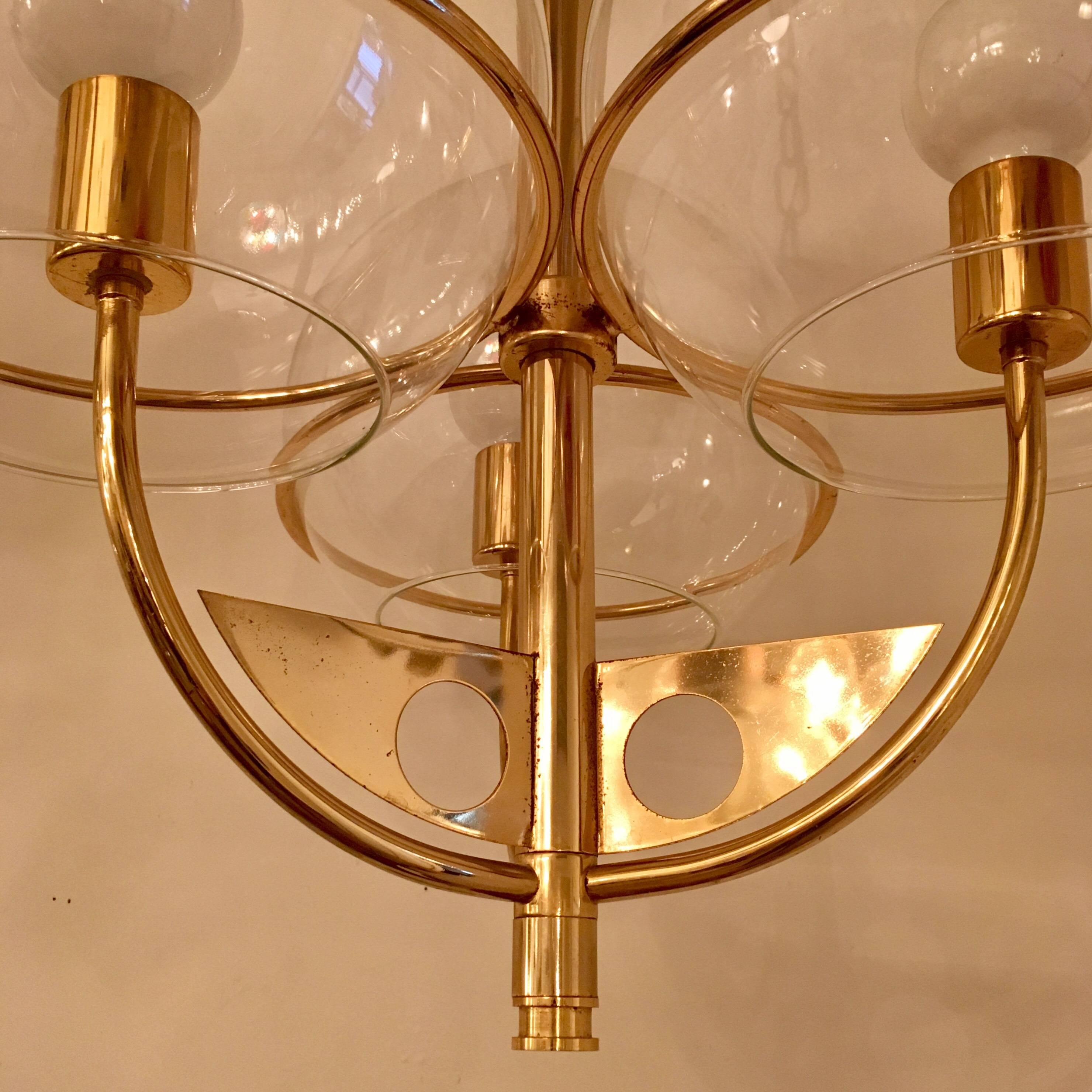 Late 20th Century Italian 1970 High Style Brass Pendant For Sale