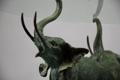 Italian 1970 Hollywood Regency Brass Coffee Table with round Glass Top