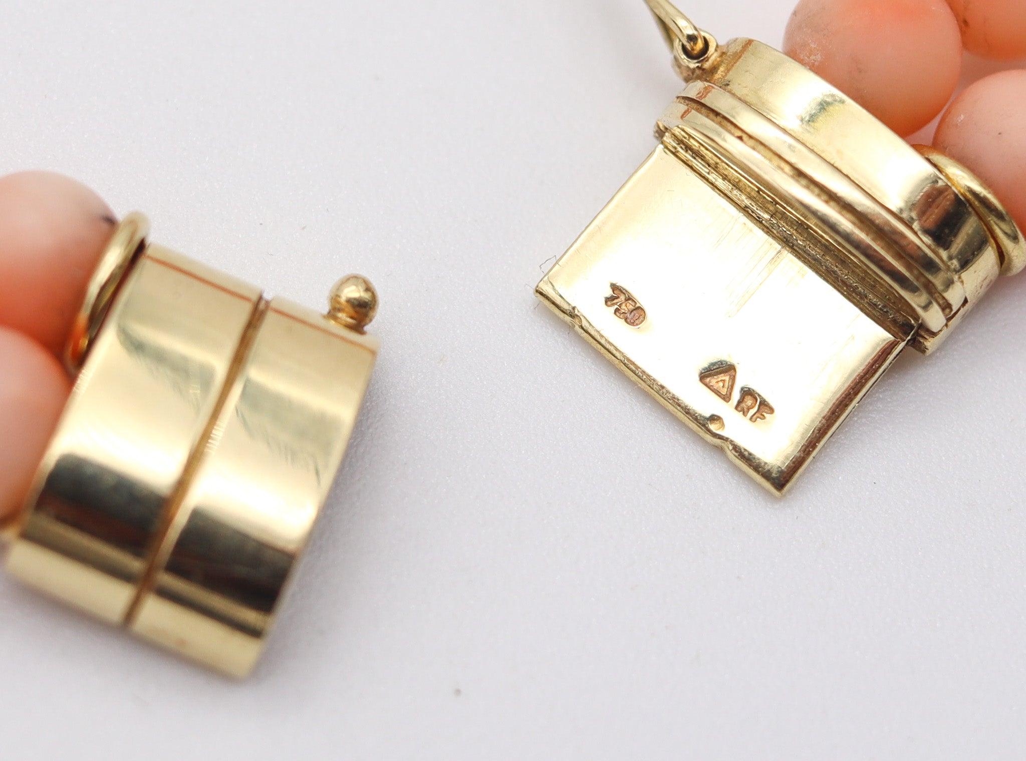 Collier moderniste italien de 1970 en or jaune 18 carats avec diamants et corails en vente 1
