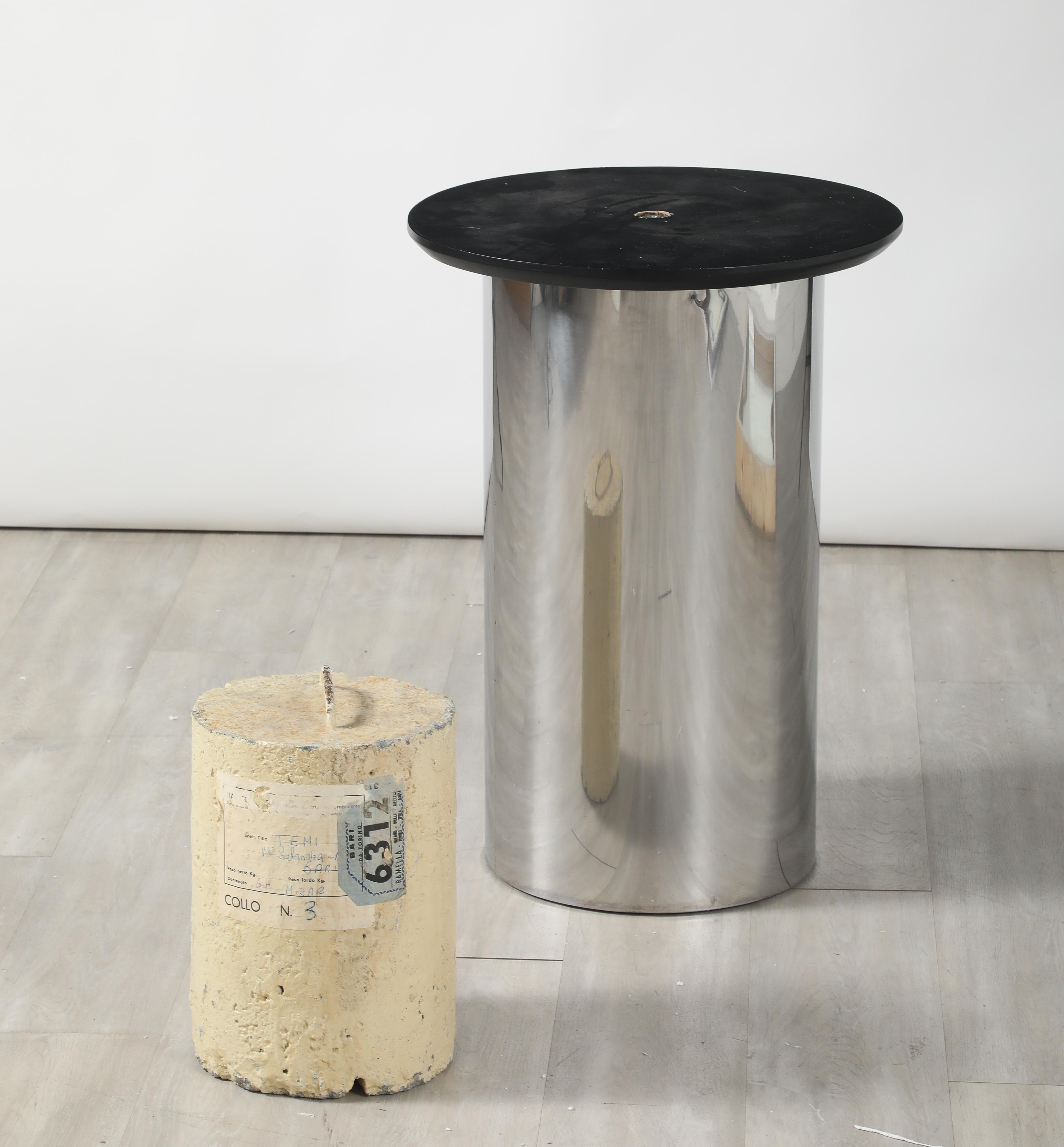 Table de salle à manger italienne en agate des années 1970 avec base cylindrique chromée en vente 9