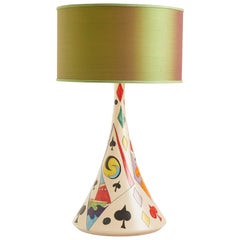 Vintage Italian 1970's Alice in Wonderland Card Theme Lamp