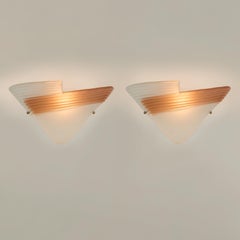 Italian 1970s Art deco stye Murano fan shaped wall lights, three available
