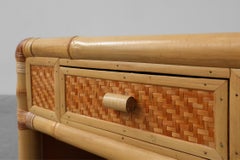 Italian 1970s bamboo and wicker chest of drawers or nightstand