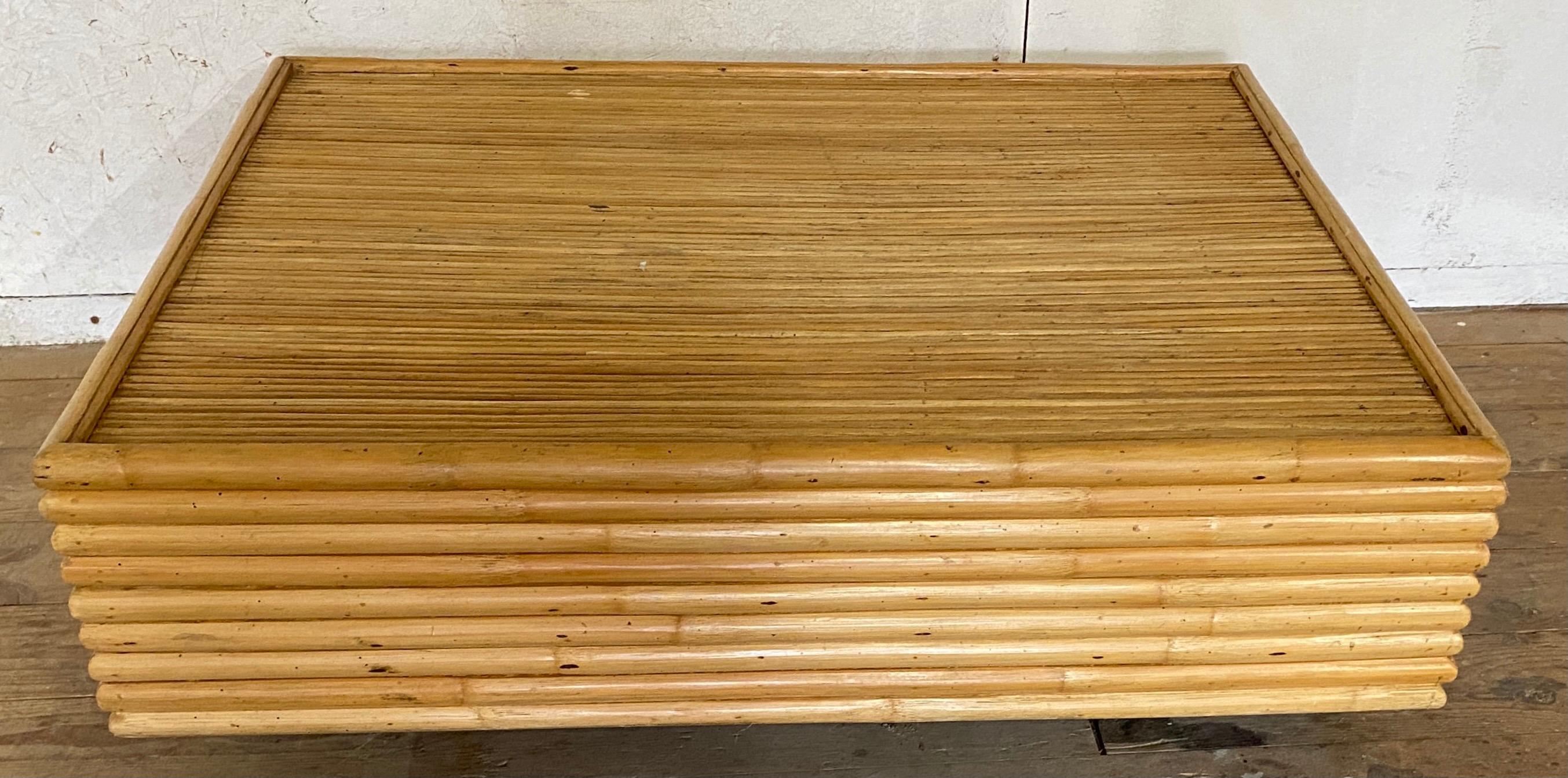 Italian 1970s Bamboo Coffee Table For Sale 1