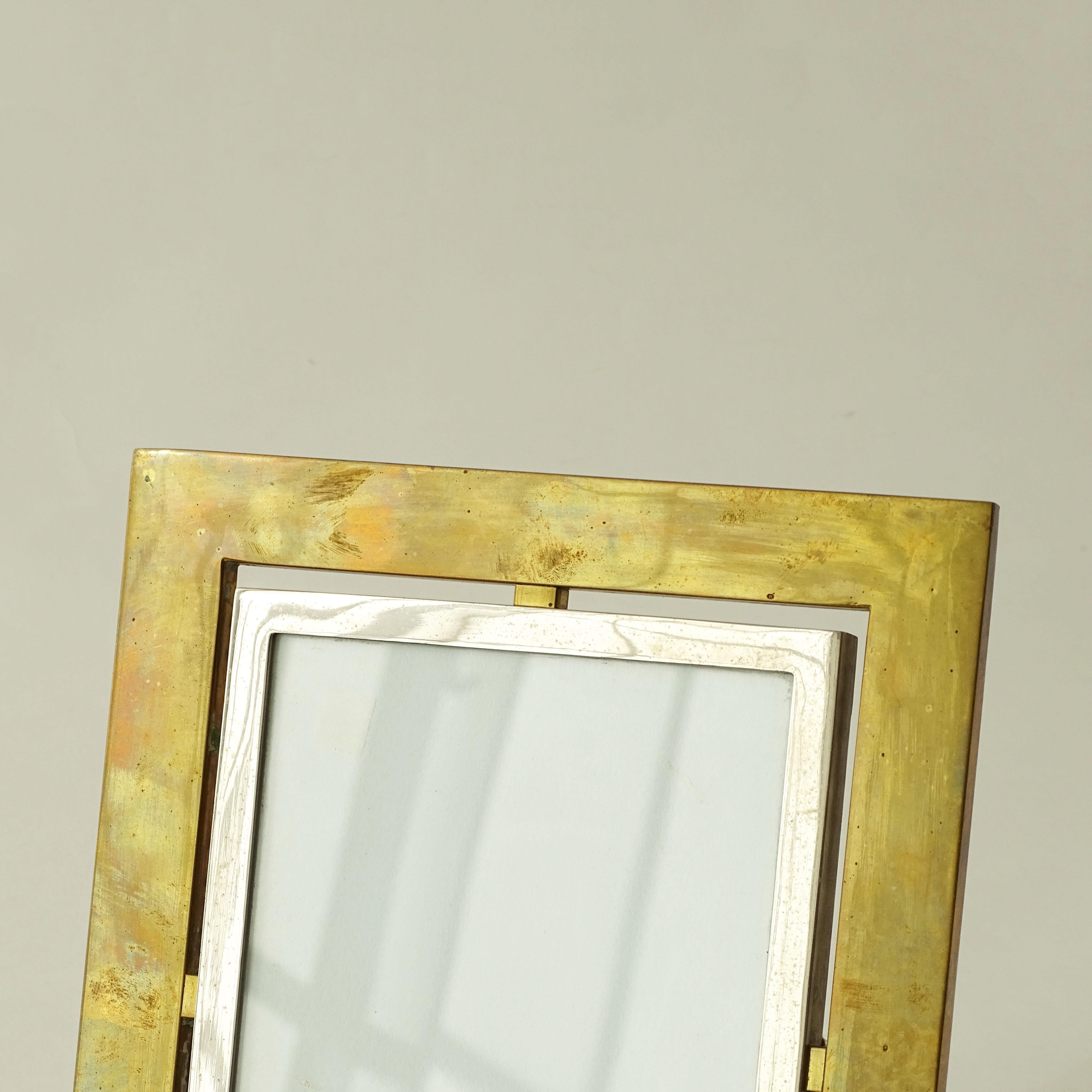 Italian 1970s Brass and Chrome Picture frame.